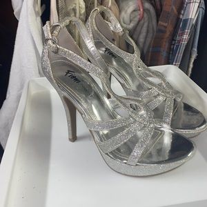 Silver sparkly heels